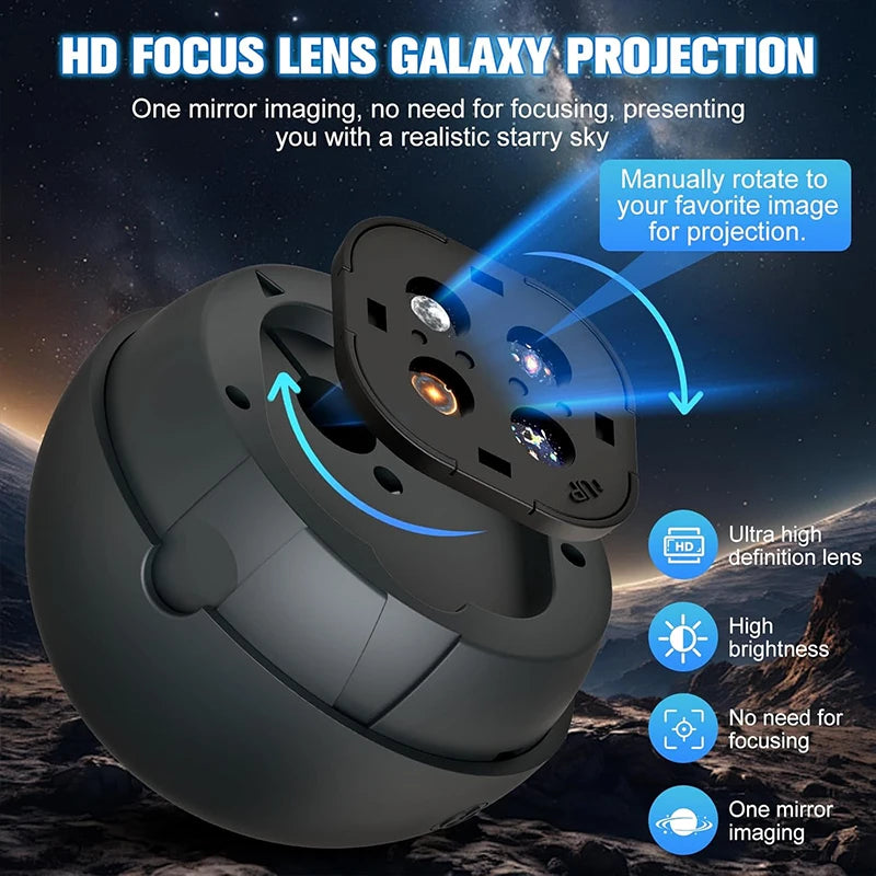 Galaxy Projektor, Sternprojektoren mit 12 Raumfilmen für Schlafzimmer Planetarium Nachtlicht Decke Nebel Wohnzimmer Spielzimmer Dekor