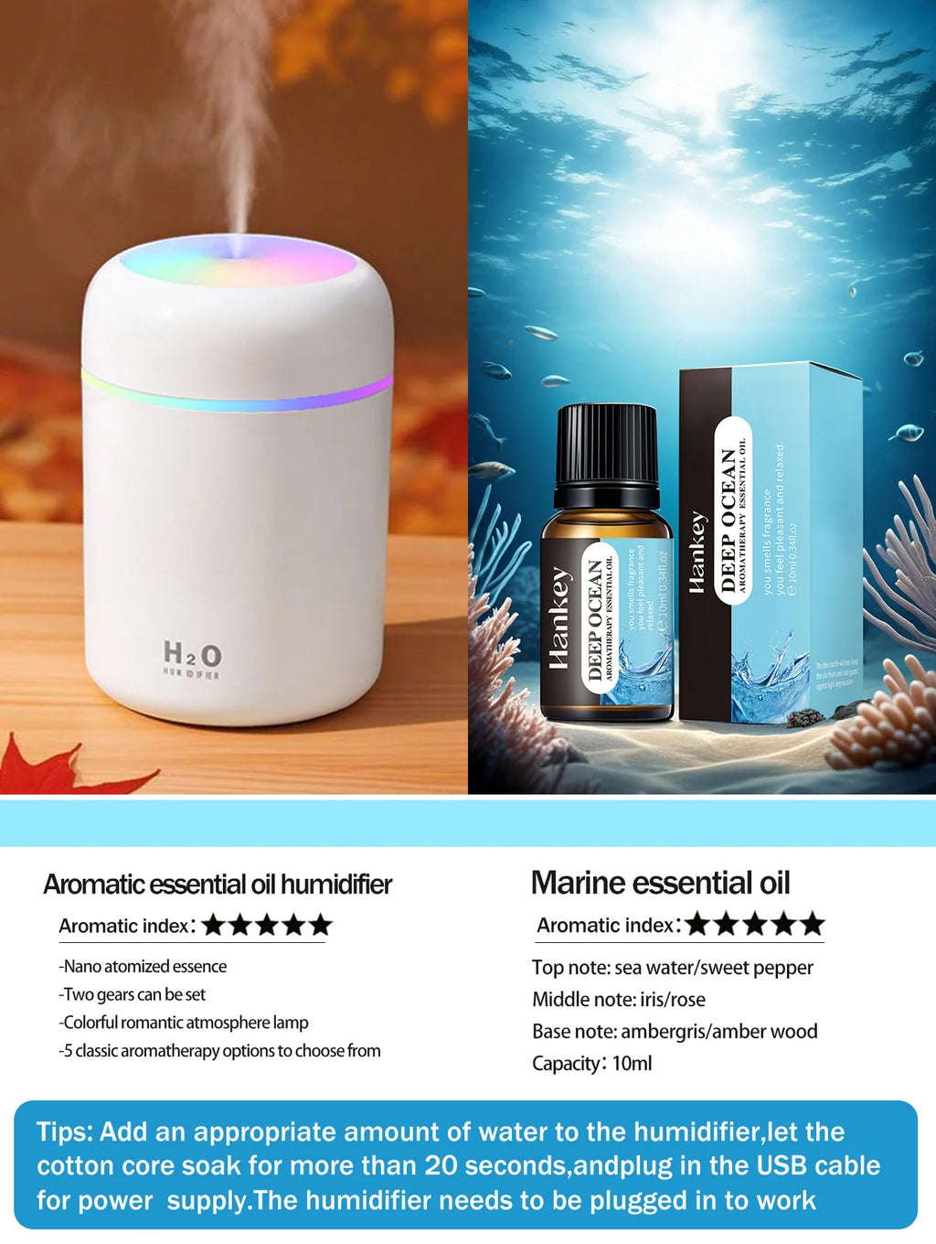 300ml Aromatherapie Diffusor Luftbefeuchter Luftreiniger Auto Home Use Sieben-Farben Licht Aromatherapie Ätherisches Öl