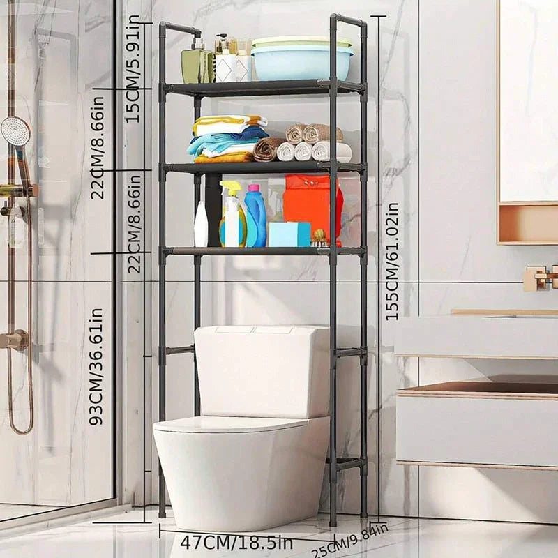 Badezimmer-Aufbewahrungsregal über dem Toilettenregal Mehrschichtiger platzsparender Organizer Multifunktions-Wandbehang-WC-Aufbewahrungsregal