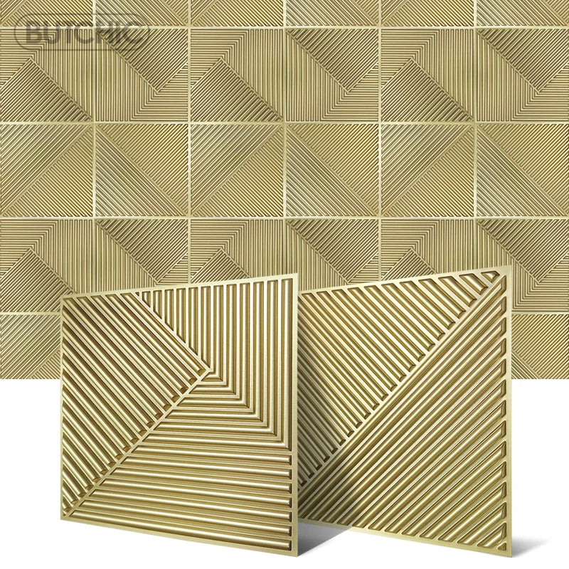 10pcs 3D Wand Panel 30x30cm Gold Mosaik Indoor Wanddekoration für Wohnzimmer Schlafzimmer Hotel Büro Esports Spiel 3D Wandaufkleber