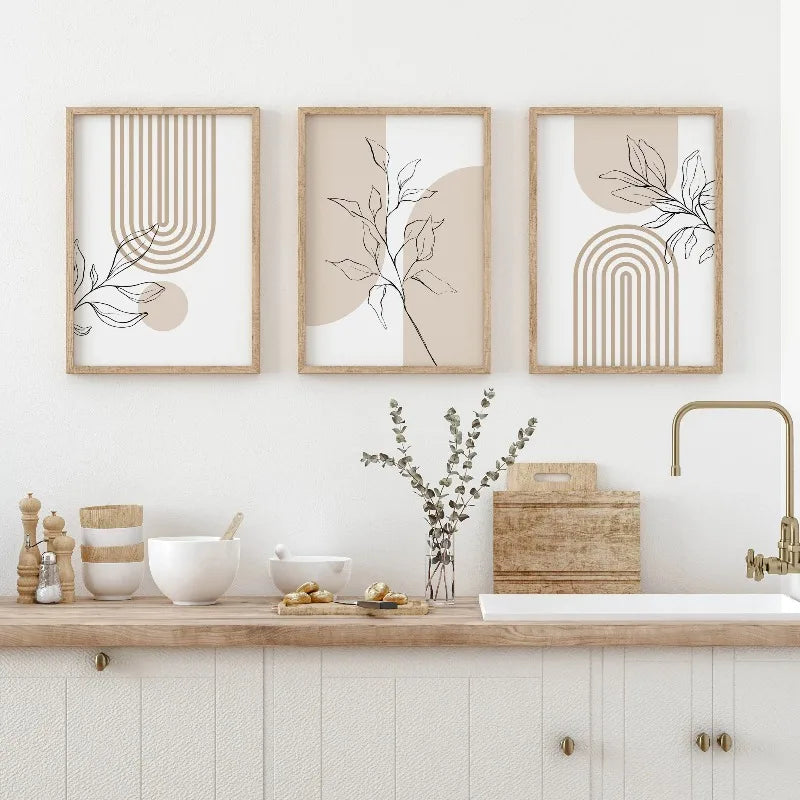 Neutrale Wandkunstdrucke für moderne minimalistische Wohnkultur,
