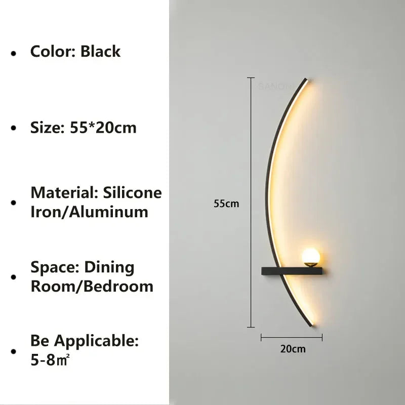 Nordic LED Wand Lampe Streifen Wandleuchte für Schlafzimmer Nachttisch Wohnzimmer Studie Treppe Home Decor Indoor Beleuchtung Leuchte Glanz