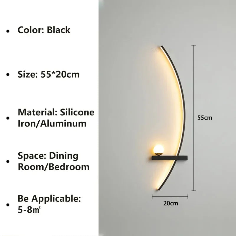 Nordic LED Wand Lampe Streifen Wandleuchte für Schlafzimmer Nachttisch Wohnzimmer Studie Treppe Home Decor Indoor Beleuchtung Leuchte Glanz