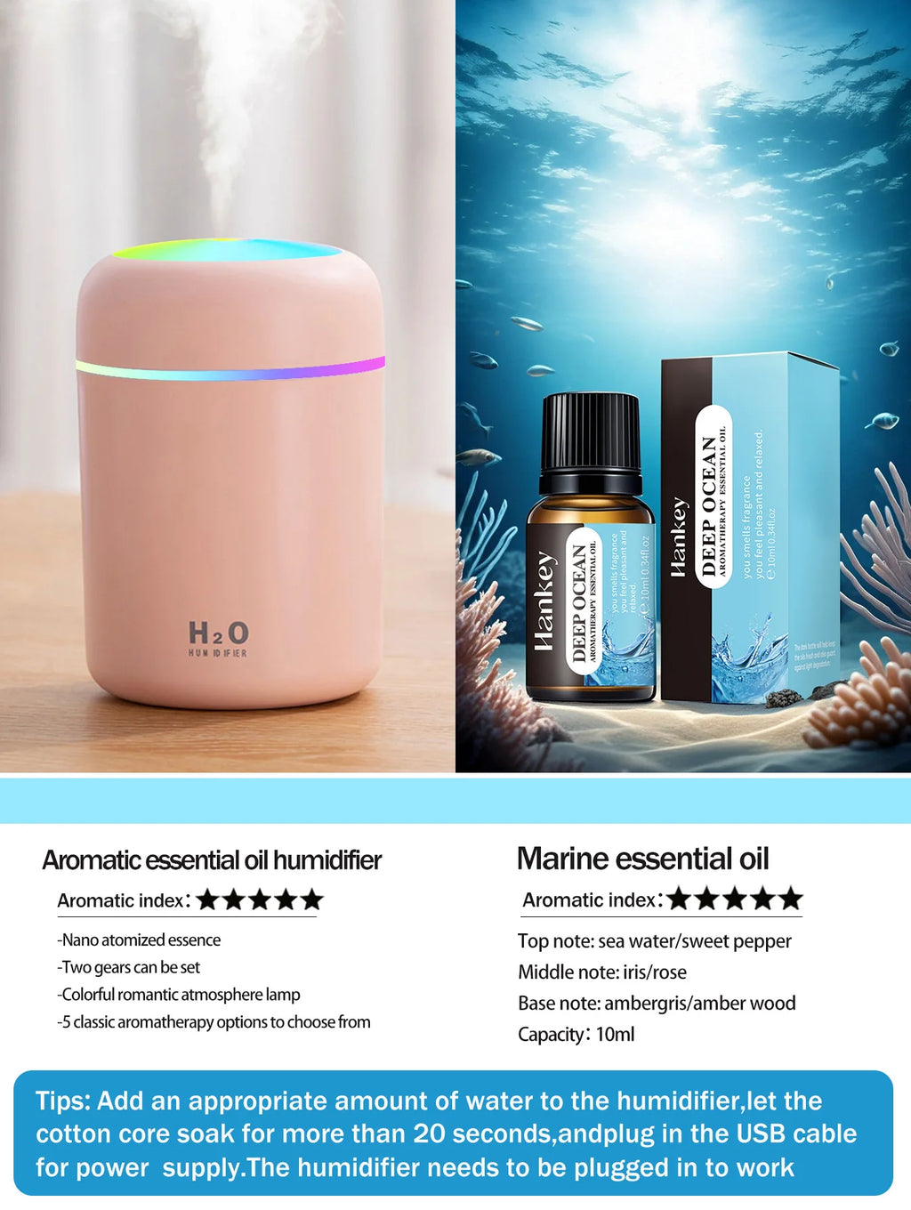 300ml Aromatherapie Diffusor Luftbefeuchter Luftreiniger Auto Home Use Sieben-Farben Licht Aromatherapie Ätherisches Öl