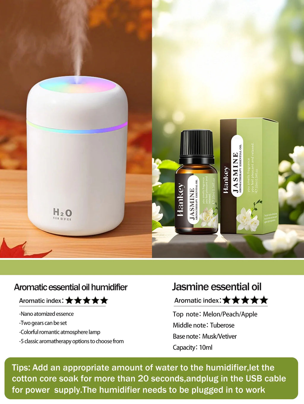 300ml Aromatherapie Diffusor Luftbefeuchter Luftreiniger Auto Home Use Sieben-Farben Licht Aromatherapie Ätherisches Öl
