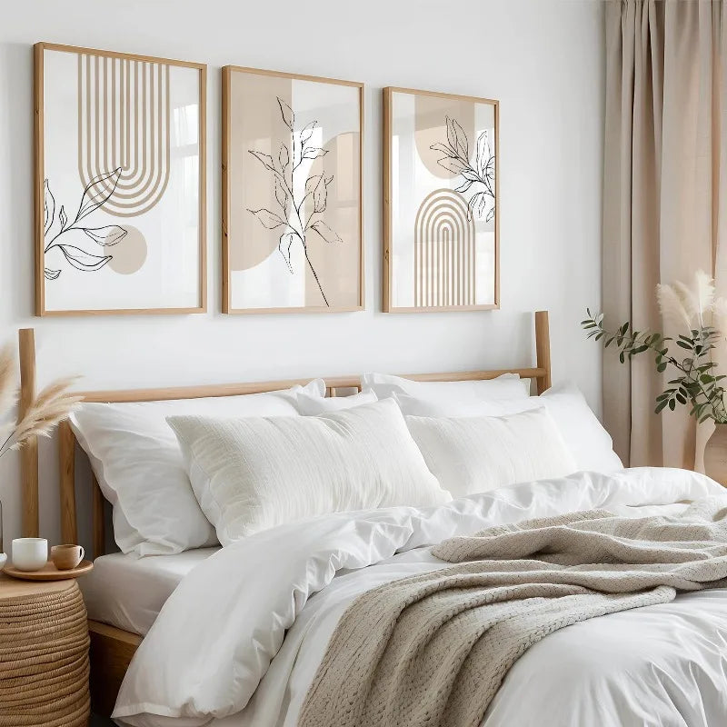 Neutrale Wandkunstdrucke für moderne minimalistische Wohnkultur,