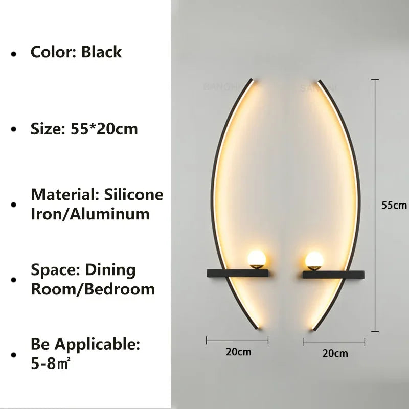 Nordic LED Wand Lampe Streifen Wandleuchte für Schlafzimmer Nachttisch Wohnzimmer Studie Treppe Home Decor Indoor Beleuchtung Leuchte Glanz