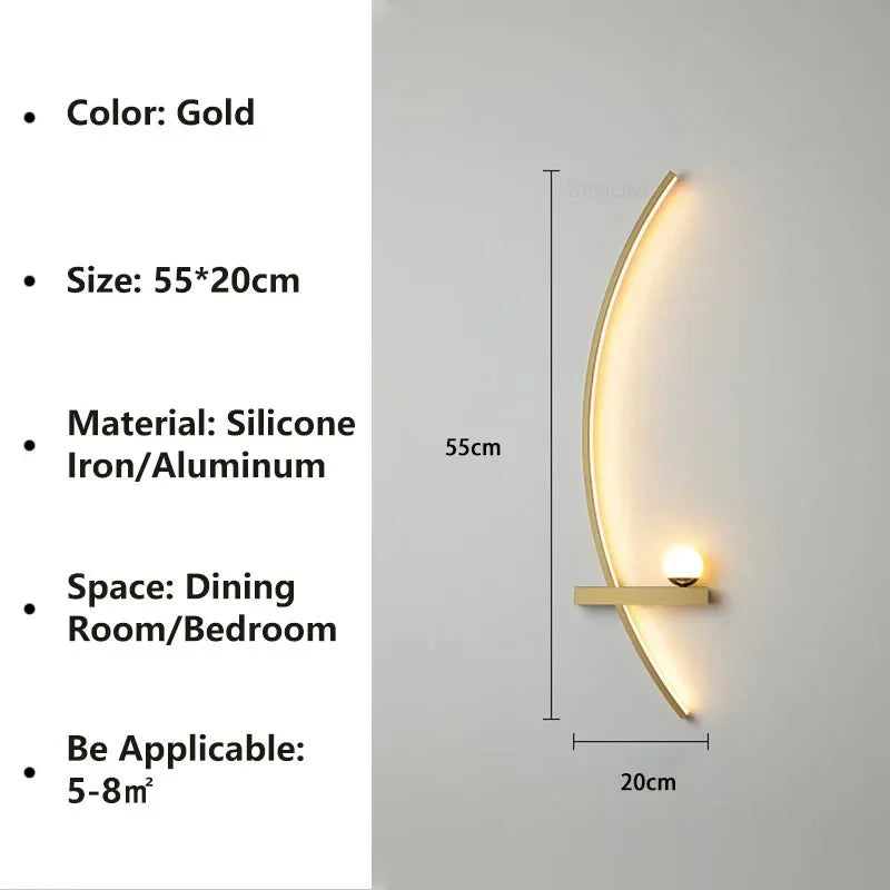 Nordic LED Wand Lampe Streifen Wandleuchte für Schlafzimmer Nachttisch Wohnzimmer Studie Treppe Home Decor Indoor Beleuchtung Leuchte Glanz