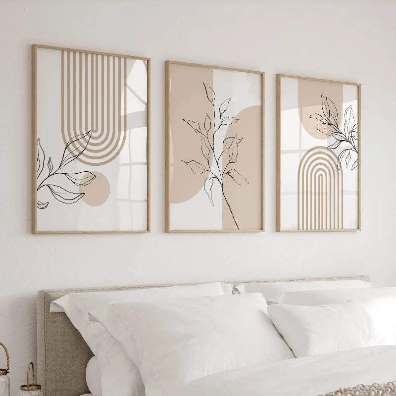 Neutrale Wandkunstdrucke für moderne minimalistische Wohnkultur,