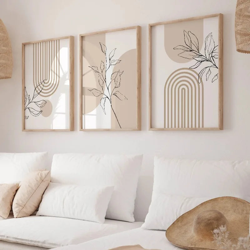 Neutrale Wandkunstdrucke für moderne minimalistische Wohnkultur,