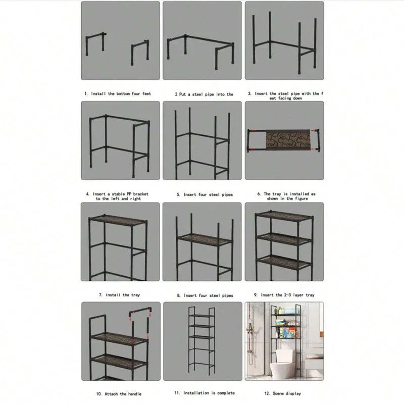 Badezimmer-Aufbewahrungsregal über dem Toilettenregal Mehrschichtiger platzsparender Organizer Multifunktions-Wandbehang-WC-Aufbewahrungsregal