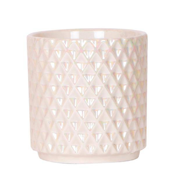 Diamant Perlen Dekotopf – Travertin – Ø9cm – Blumentopf in Steinoptik – Eleganter Dekotopf für Zimmerpflanzen, Kakteen & Sukkulenten